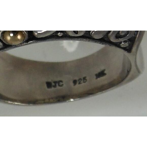 Elegant Vintage Turquoise Ring Sterling Silver 18K Gold Handmade Designer Size 8 - Picture 3 of 10